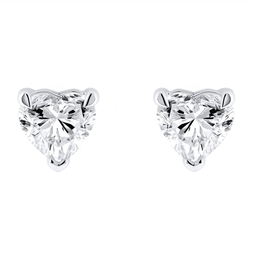LG platinum 2.04ct D VVS2 IGI heart cut diamond stud earrings