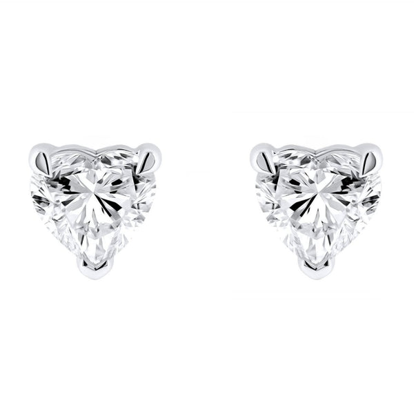 LG platinum 2.04ct D VVS2 IGI heart cut diamond stud earrings
