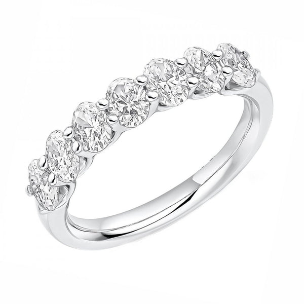 Lab grown platinum 2.00ct oval cut diamond half eternity ring