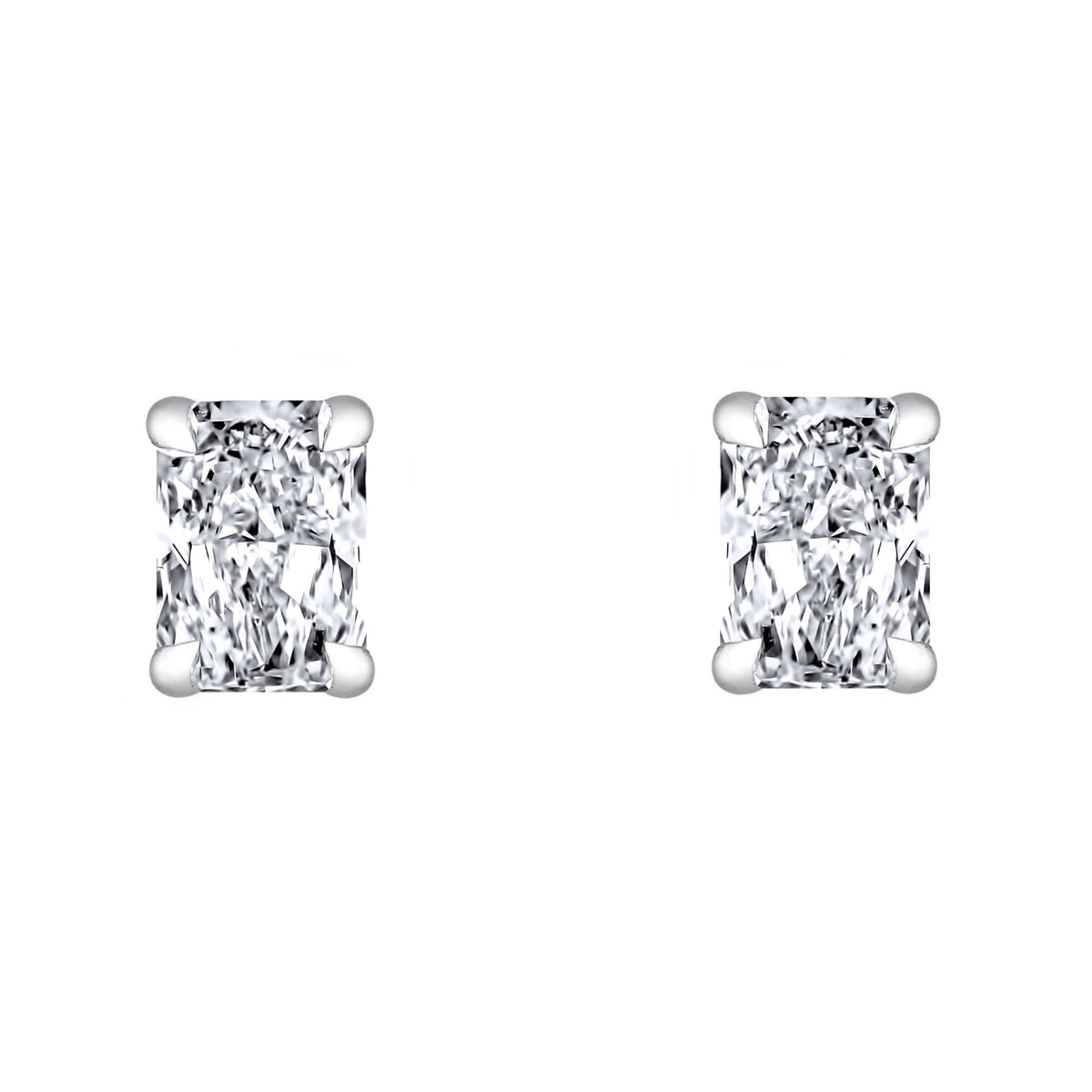 LG platinum 0.84ct D VVS2 IGI radiant cut diamond stud earrings