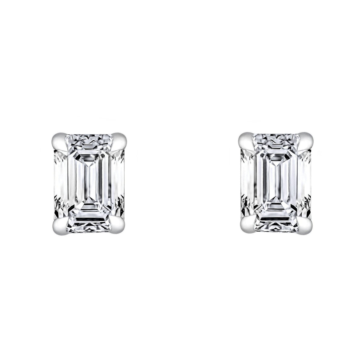LG platinum 0.80ct D VVS2 IGI emerald cut diamond stud earrings