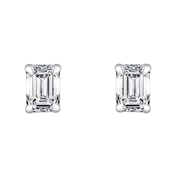 LG platinum 0.80ct D VVS2 IGI emerald cut diamond stud earrings