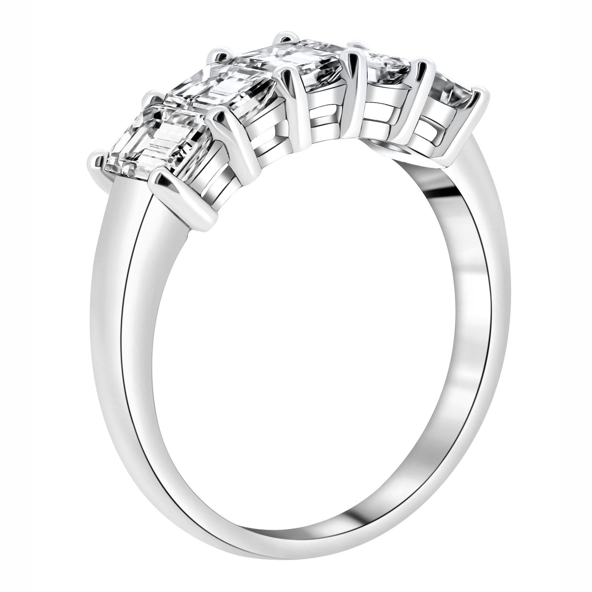 Platinum 1.75ct emerald cut diamond 5 stone ring