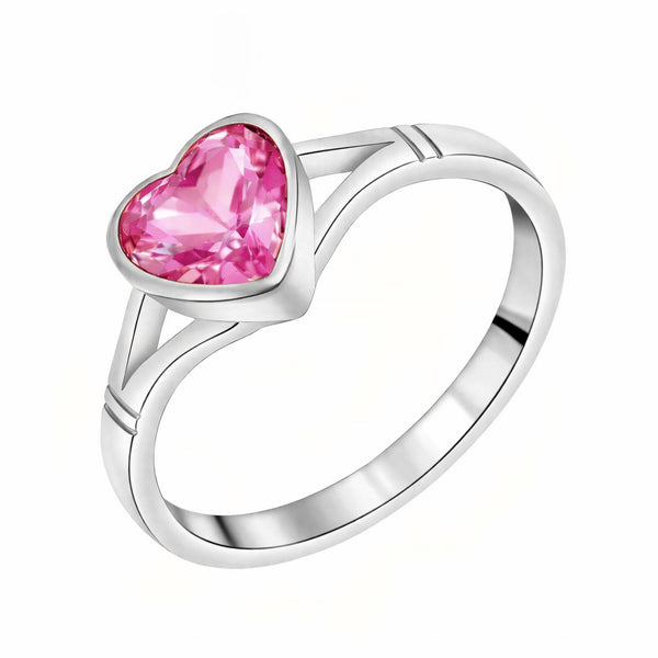 9ct white gold 8mm x 8mm heart pink topaz ring