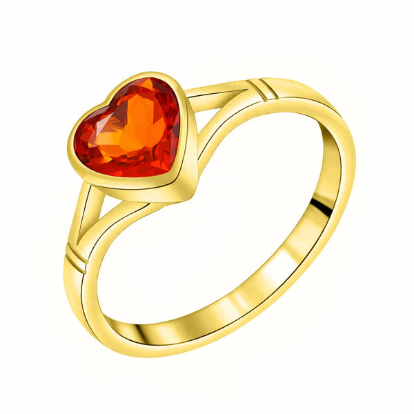 9ct yellow gold 8mm x 8mm heart fire opal ring