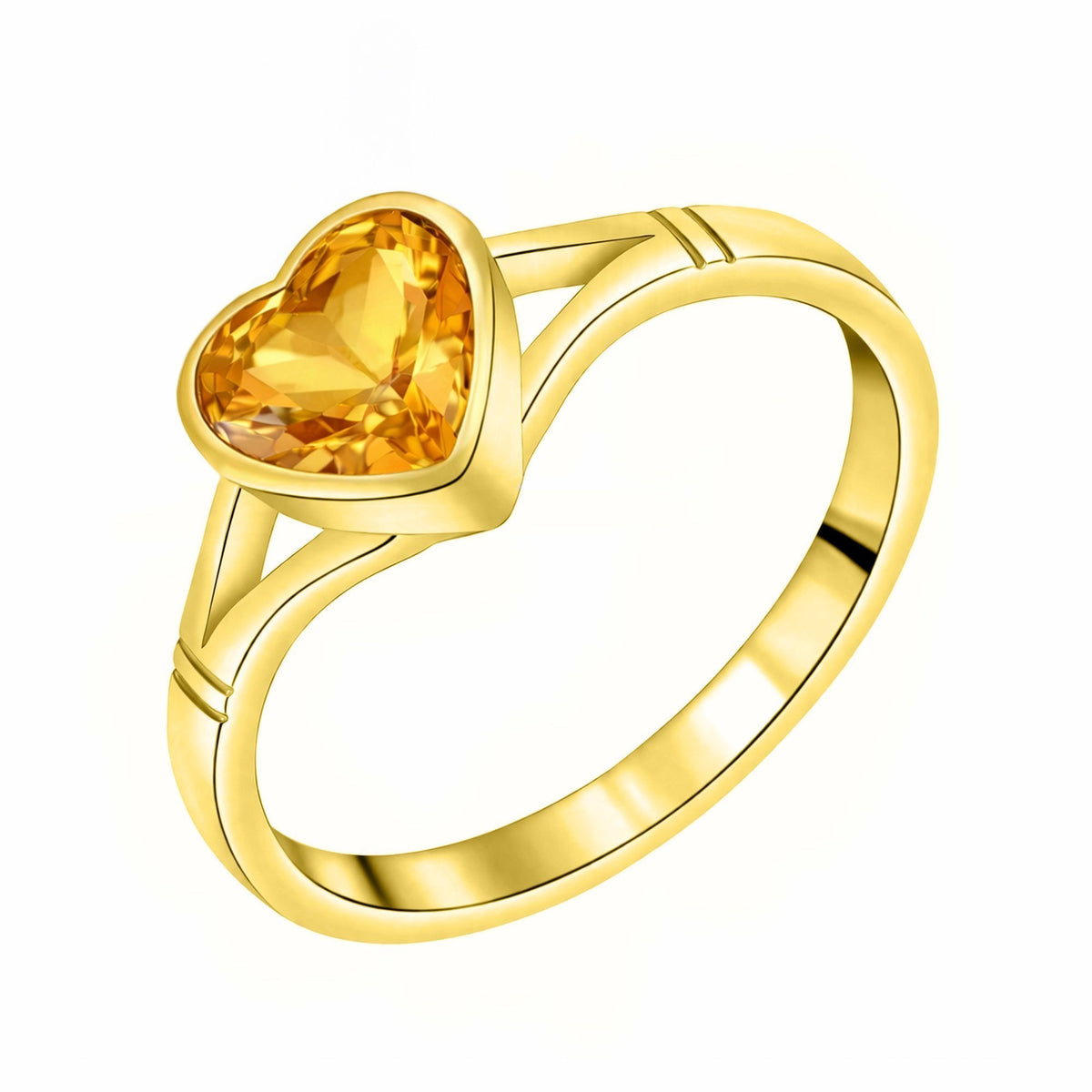 9ct yellow gold 8mm x 8mm heart citrine ring
