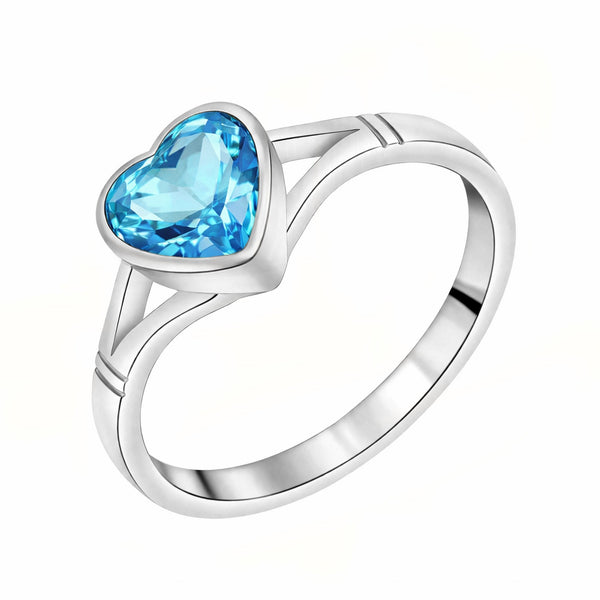 9ct white gold 8mm x 8mm heart blue topaz ring