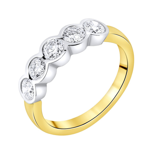 18ct yellow gold 1.25ct round brilliant cut 5 stone ring