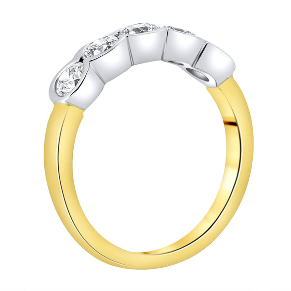 18ct yellow gold 1.25ct round brilliant cut 5 stone ring