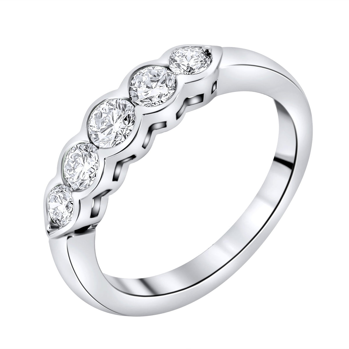 Platinum 0.75ct round brilliant cut 5 stone diamond ring
