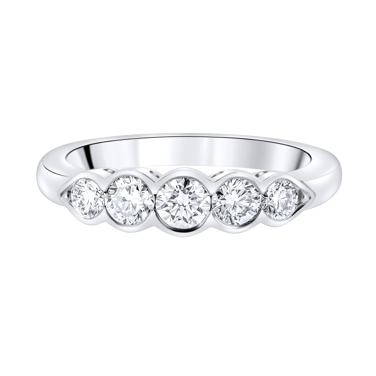 Platinum 0.75ct round brilliant cut 5 stone diamond ring