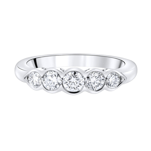 Platinum 0.75ct round brilliant cut 5 stone diamond ring