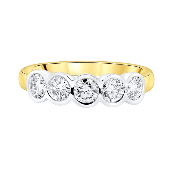 18ct yellow gold 1.25ct round brilliant cut 5 stone ring