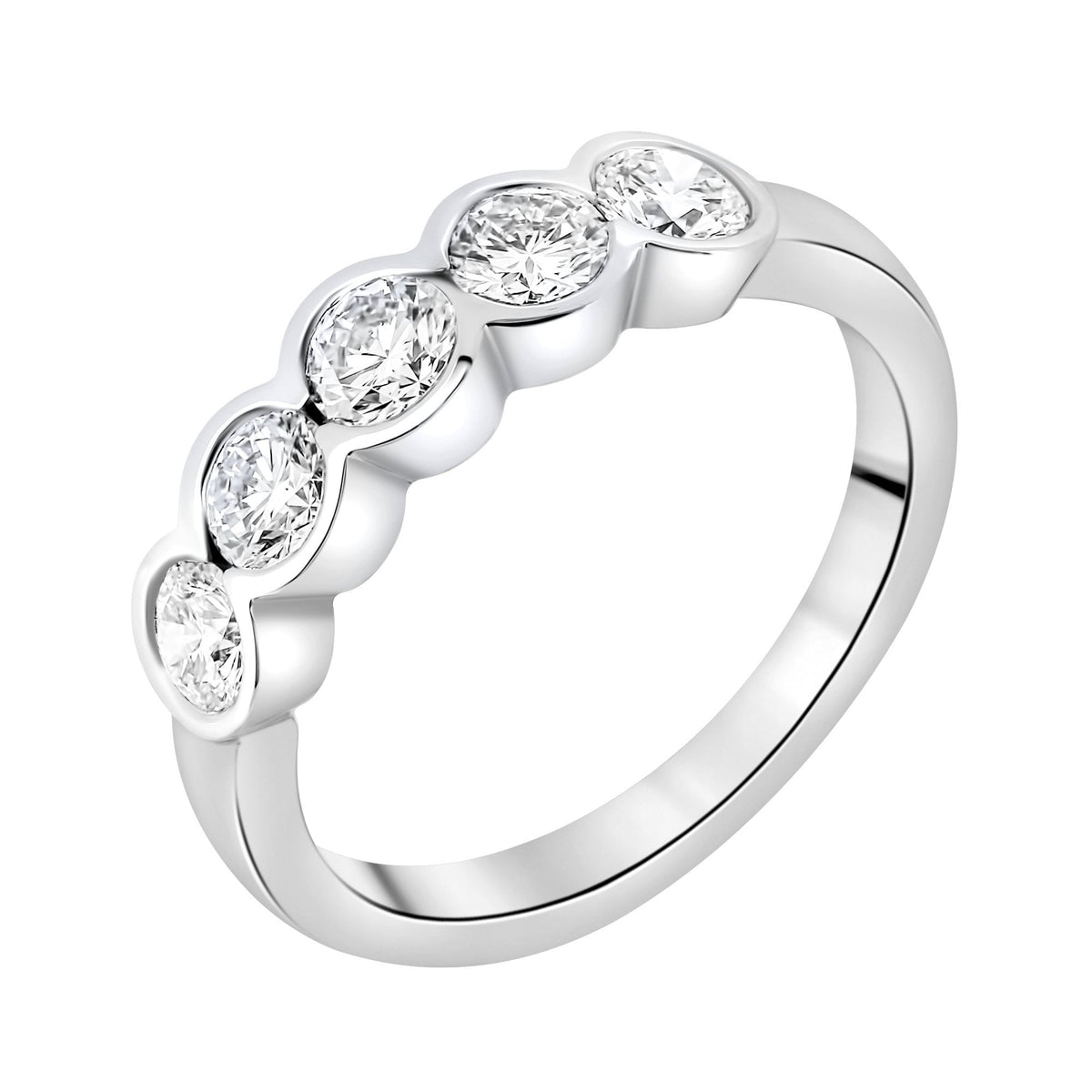 Platinum 1.25ct round brilliant cut diamond 5 stone ring