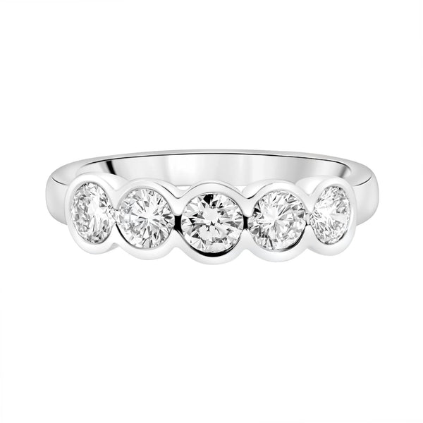 Platinum 1.25ct round brilliant cut diamond 5 stone ring