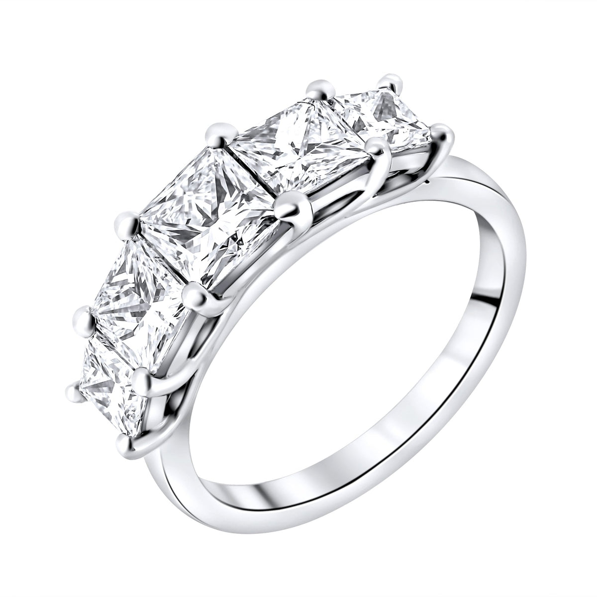 Platinum 2.44ct D VS EGL princess cut 5 stone diamond ring