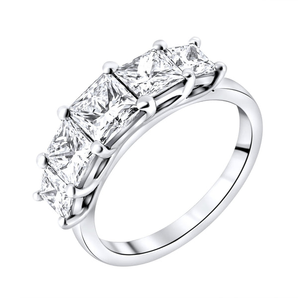 Platinum 2.44ct D VS EGL princess cut 5 stone diamond ring