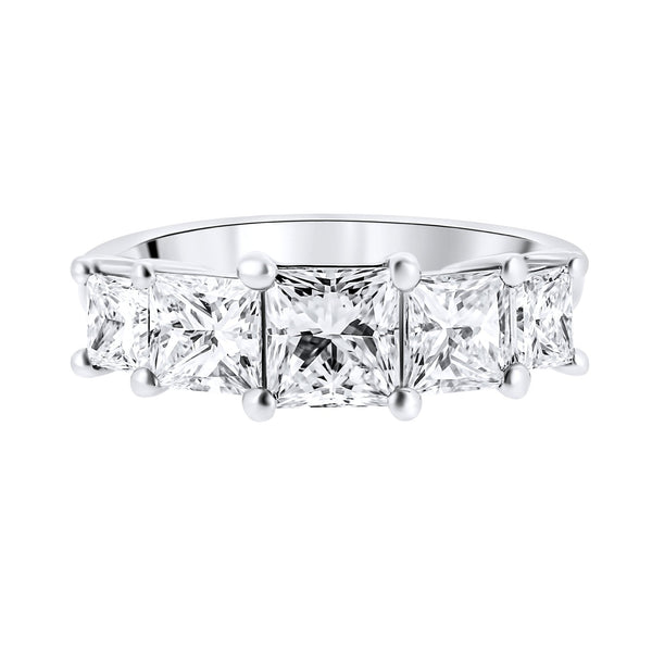 Platinum 2.44ct D VS EGL princess cut 5 stone diamond ring