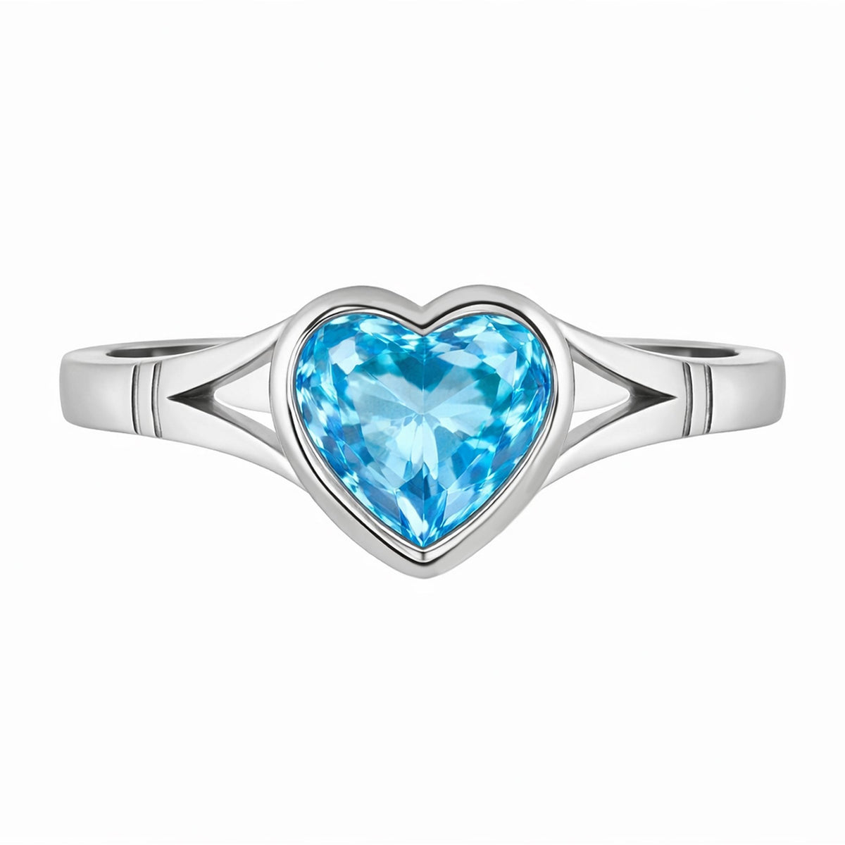 9ct white gold 8mm x 8mm heart blue topaz ring