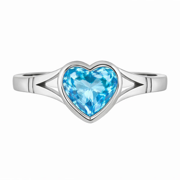 9ct white gold 8mm x 8mm heart blue topaz ring