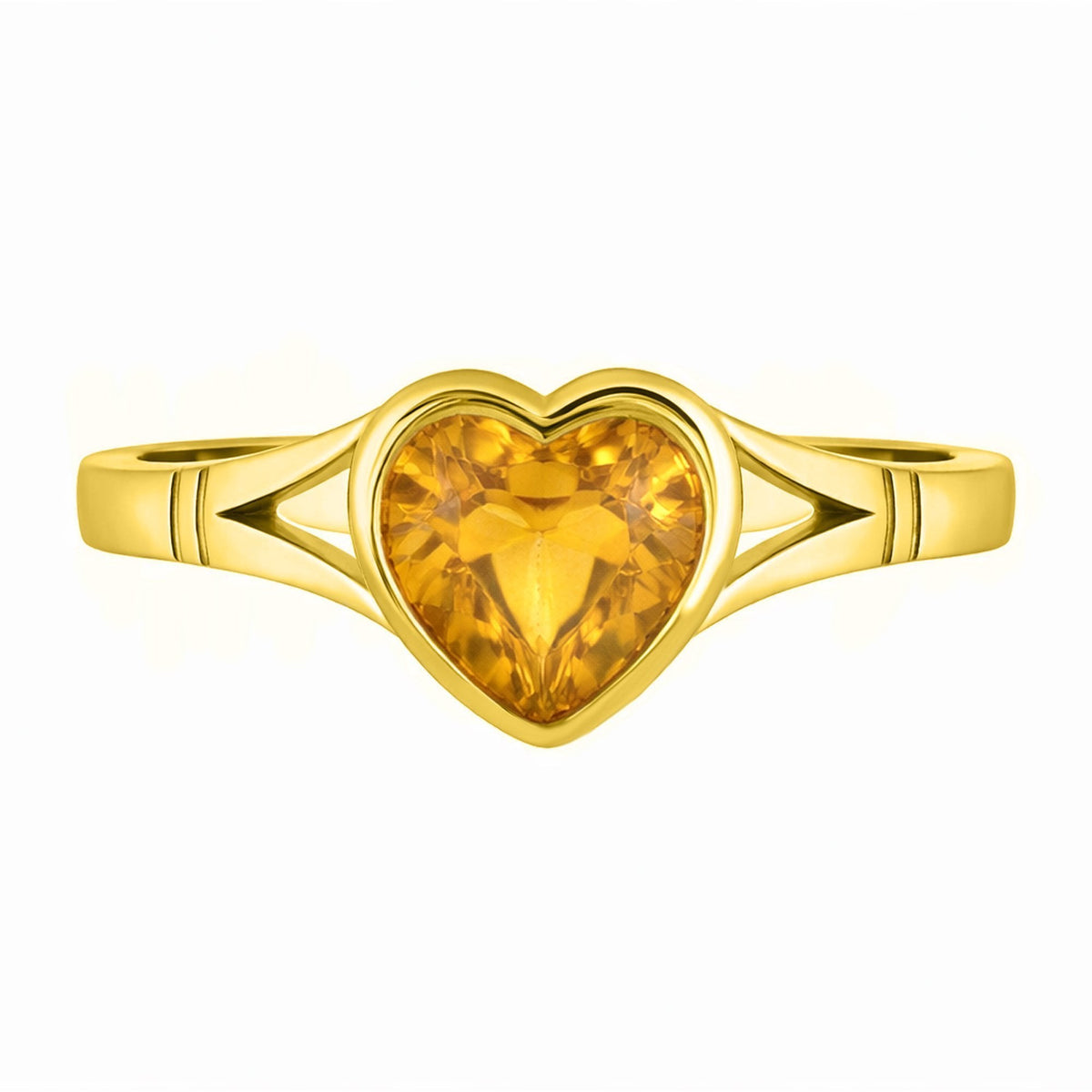 9ct yellow gold 8mm x 8mm heart citrine ring