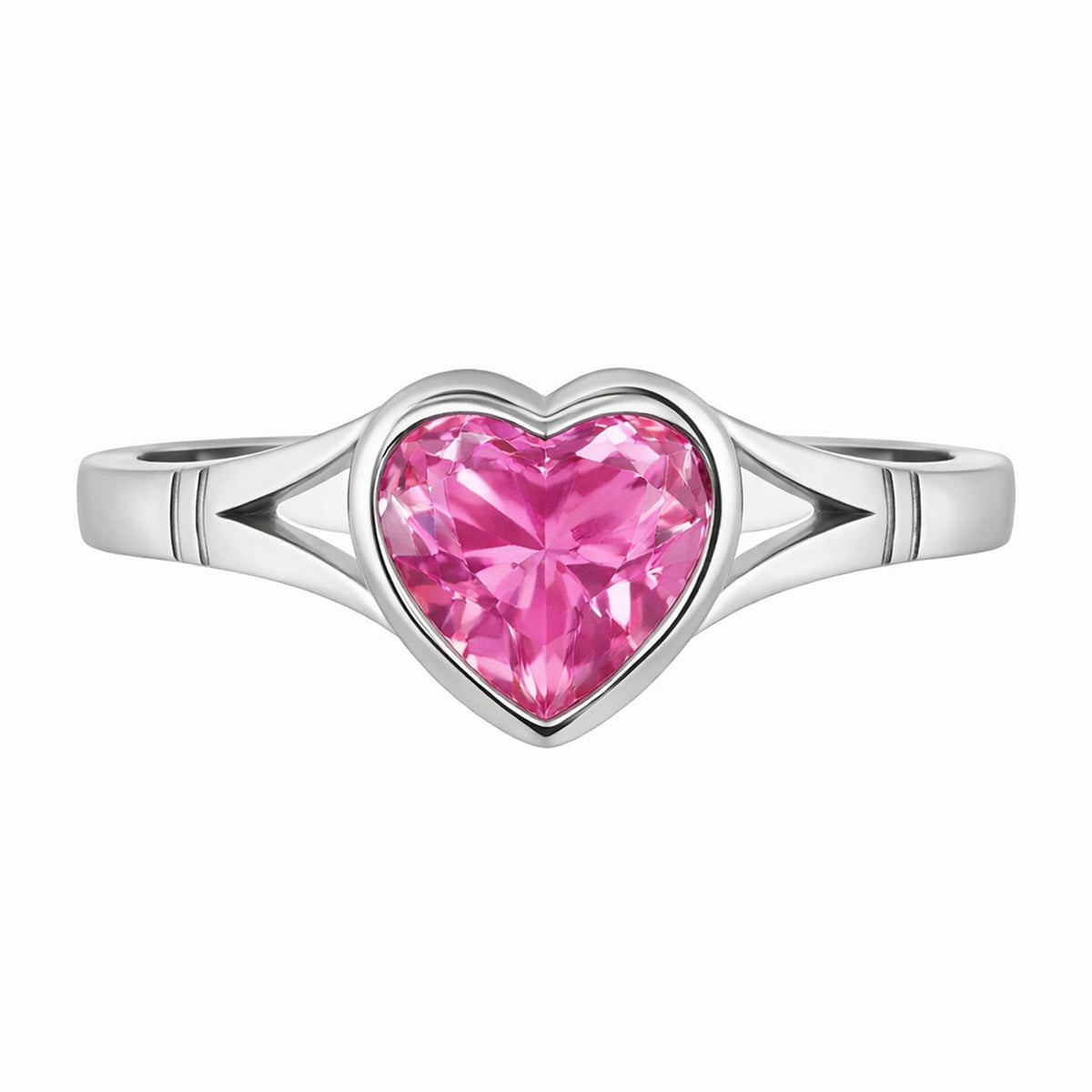 9ct white gold 8mm x 8mm heart pink topaz ring