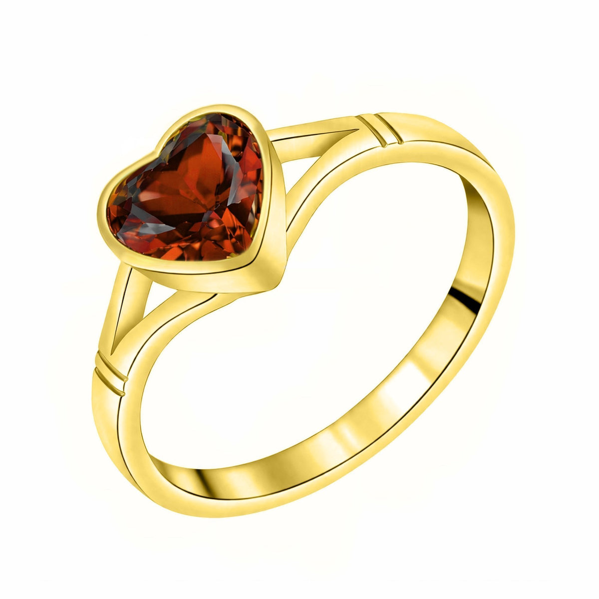 9ct white gold 8mm x 8mm heart garnet ring