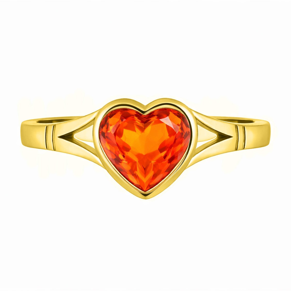 9ct yellow gold 8mm x 8mm heart fire opal ring
