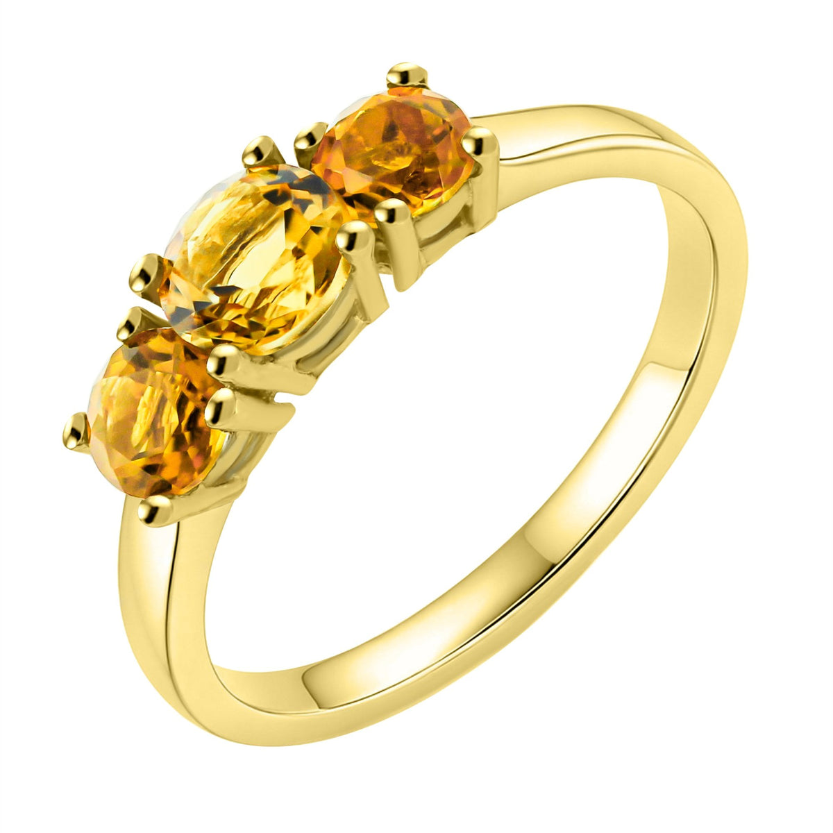 9ct yellow gold 5mm & 4mm round citrine 3 stone ring