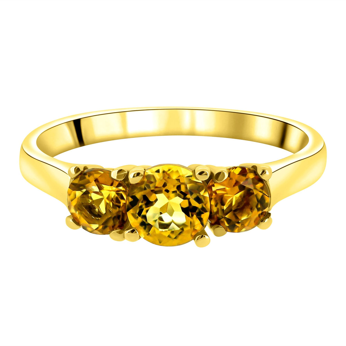 9ct yellow gold 5mm & 4mm round citrine 3 stone ring
