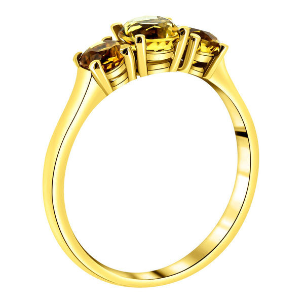 9ct yellow gold 5mm & 4mm round citrine 3 stone ring