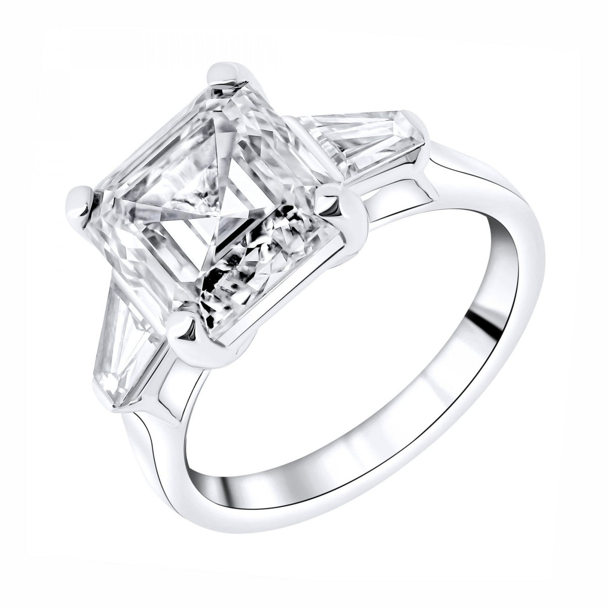 Lab grown platinum 5.08ct D VVS2 IGI asscher cut diamond ring