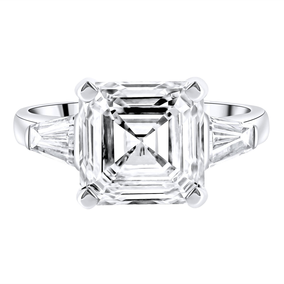Lab grown platinum 5.08ct D VVS2 IGI asscher cut diamond ring