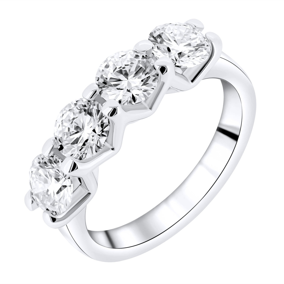 Lab grown platinum 2.04ct D VVS2 IGI round diamond 4 stone ring