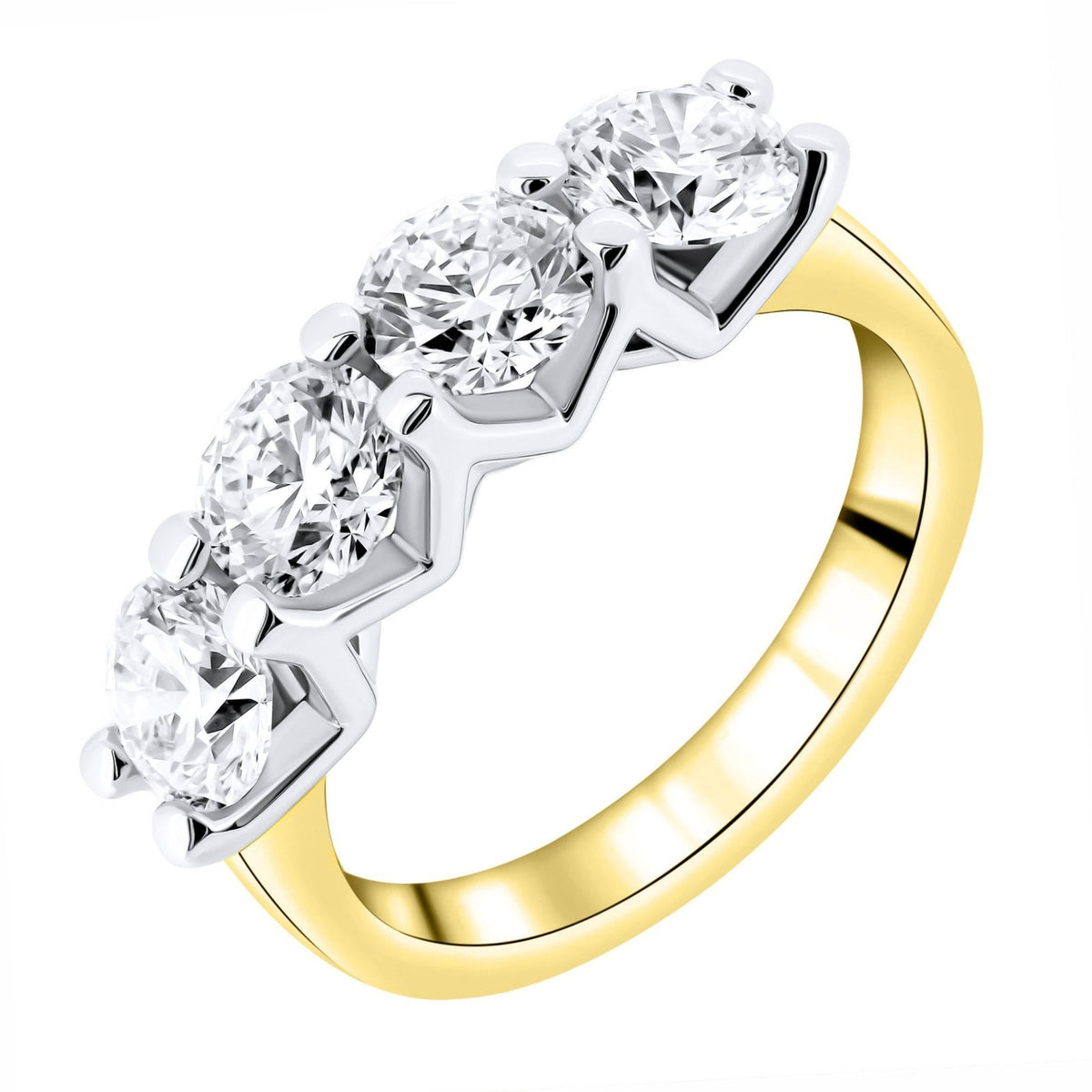 LG 18ct yellow gold 2.52ct D VVS2 IGI round diamond 4 stone ring
