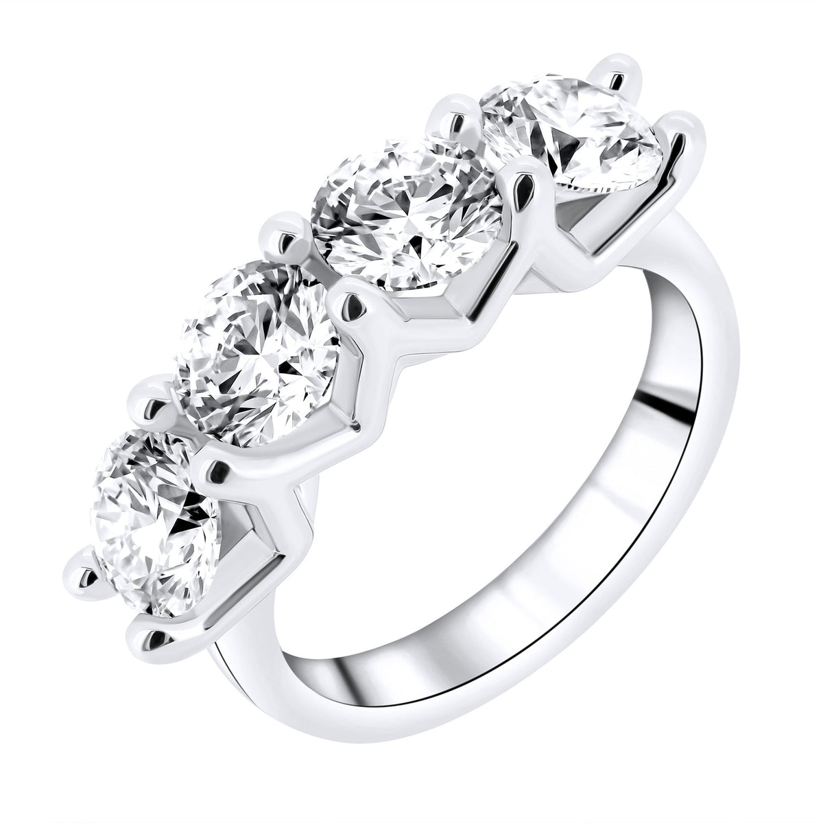 Lab grown platinum 3.28ct D VVS2 IGI round diamond 4 stone ring