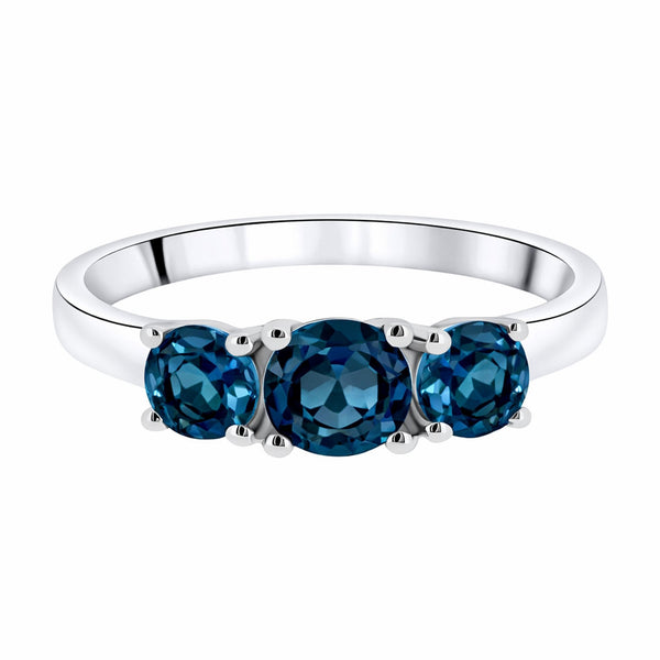 9ct white gold graduating London blue topaz 3 stone ring