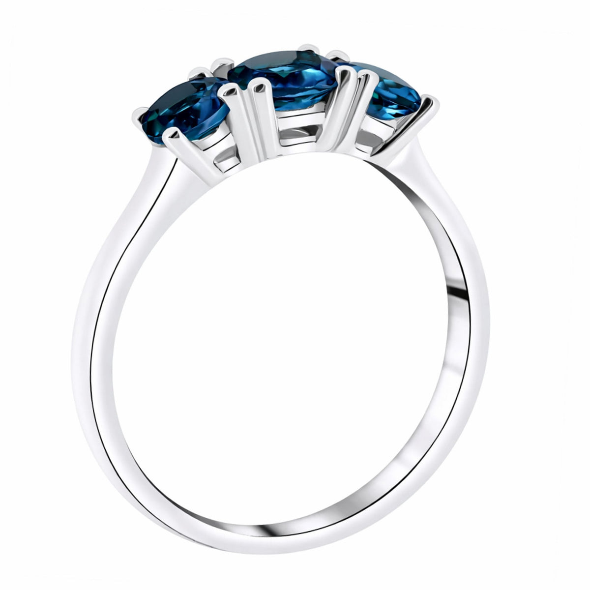 9ct white gold graduating London blue topaz 3 stone ring