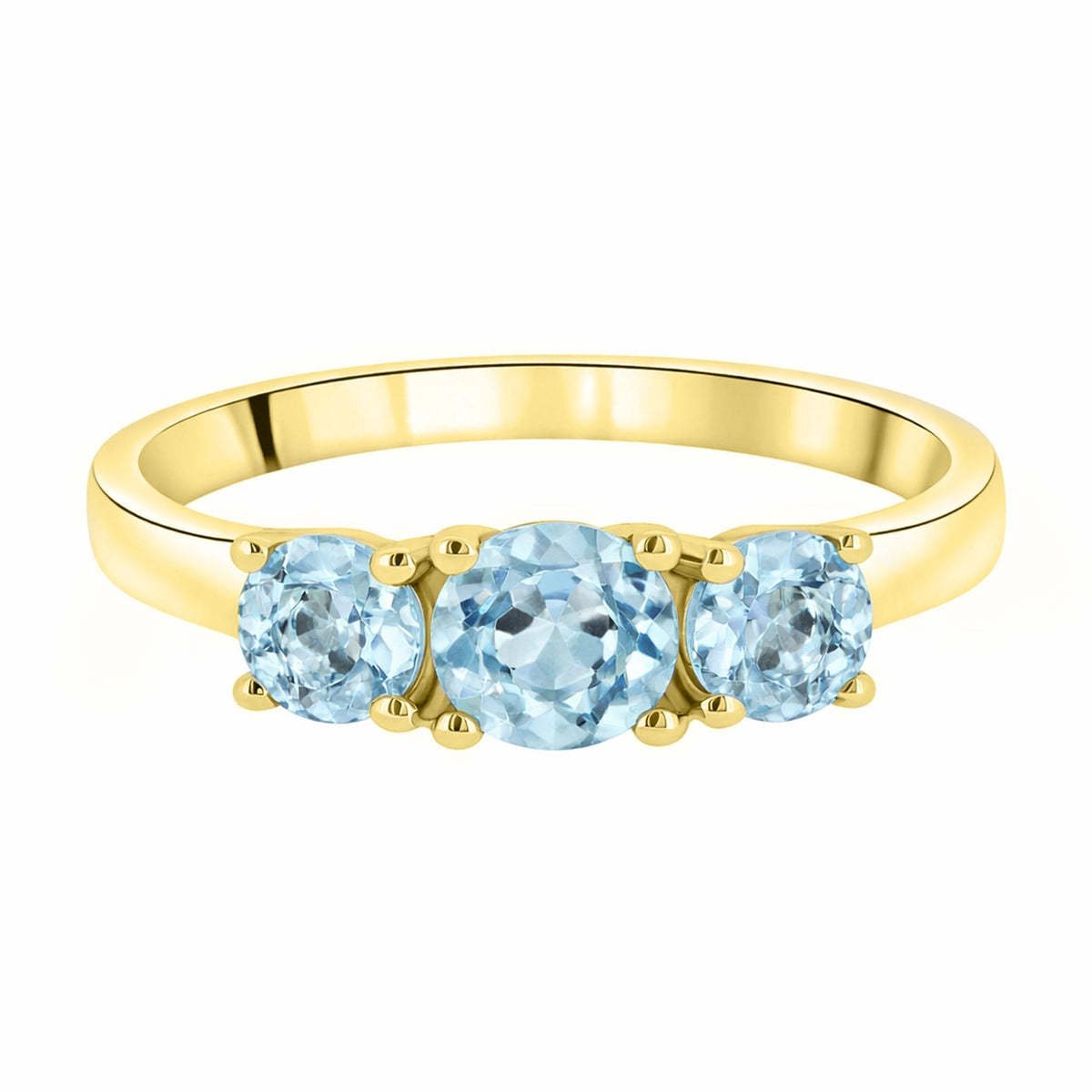 9ct yellow gold graduating aquamarine 3 stone ring