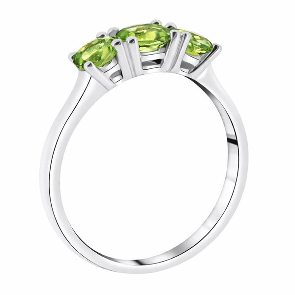 9ct white gold graduating peridot 3 stone ring