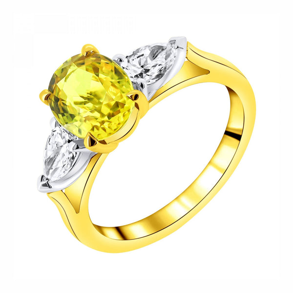 18ct yellow gold 2.52ct yellow sapphire & 0.68ct diamond ring