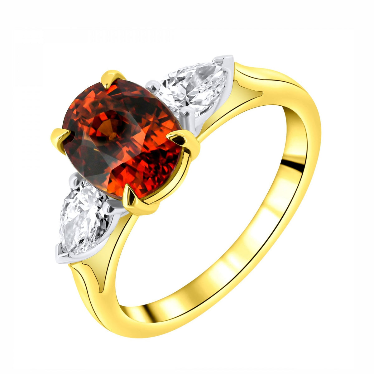 18ct yellow gold 3.48ct orange sapphire & 0.65ct diamond ring