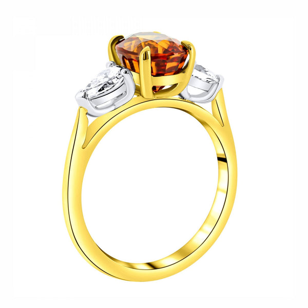 18ct yellow gold 3.48ct orange sapphire & 0.65ct diamond ring