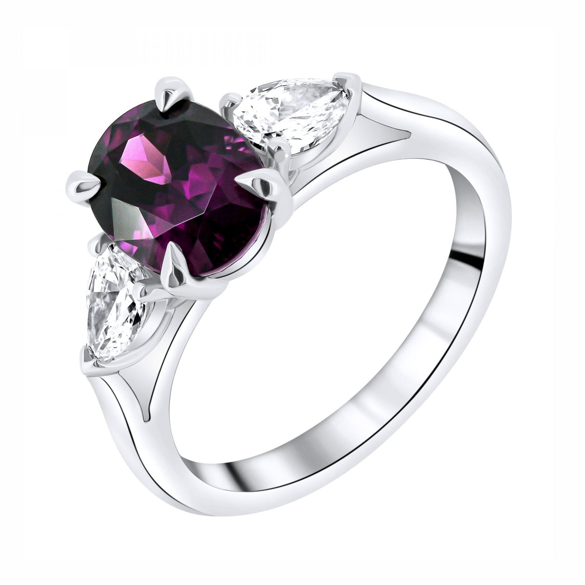 Platinum 2.52ct royal purple garnet & 0.64ct diamond ring
