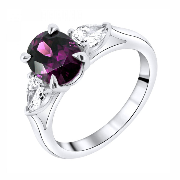 Platinum 2.52ct royal purple garnet & 0.64ct diamond ring