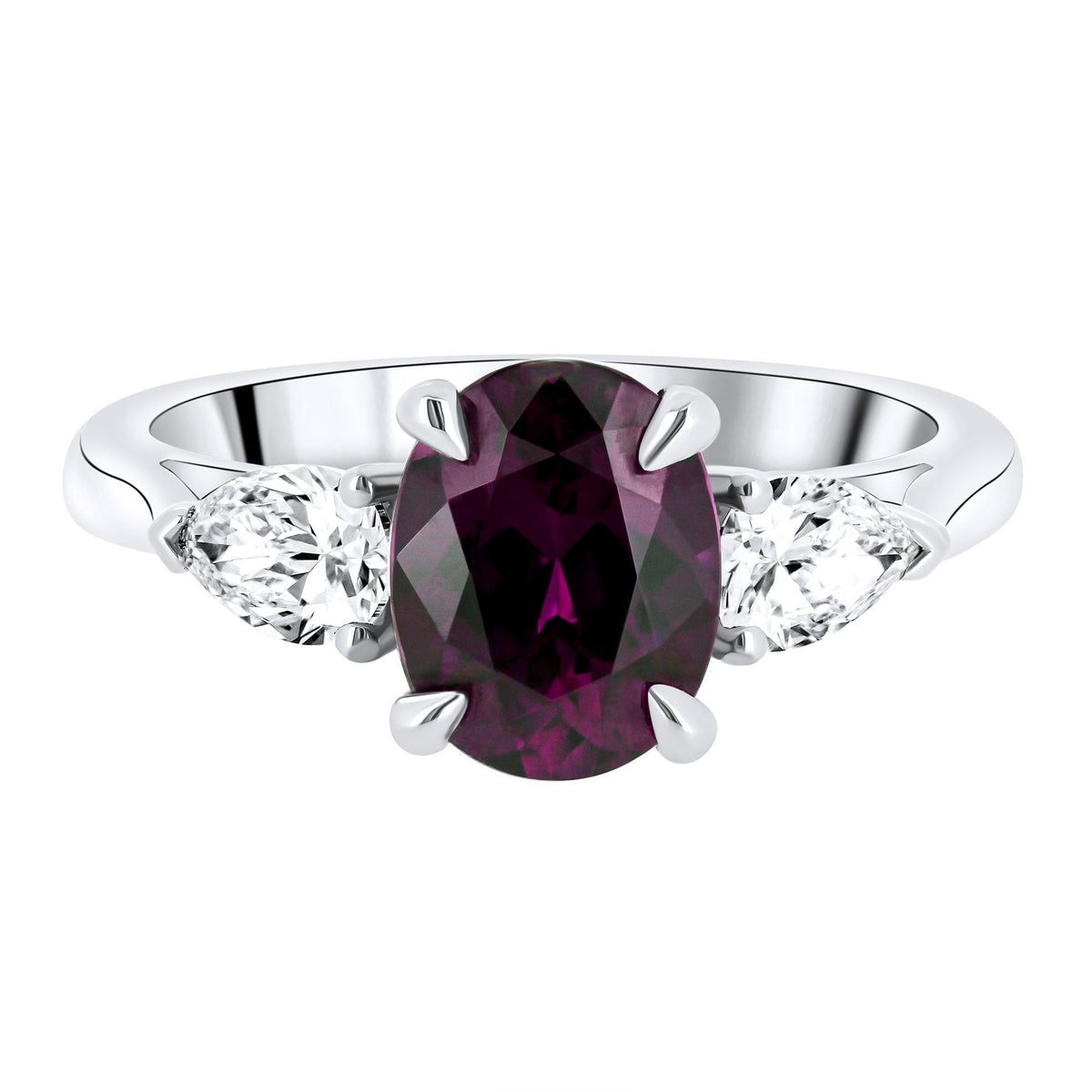 Platinum 2.52ct royal purple garnet & 0.64ct diamond ring