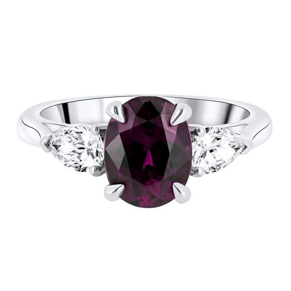 Platinum 2.52ct royal purple garnet & 0.64ct diamond ring
