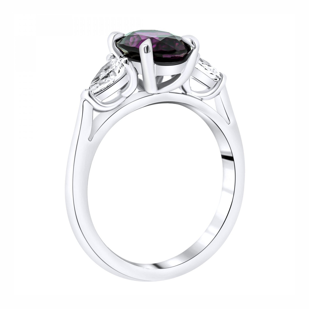 Platinum 2.52ct royal purple garnet & 0.64ct diamond ring