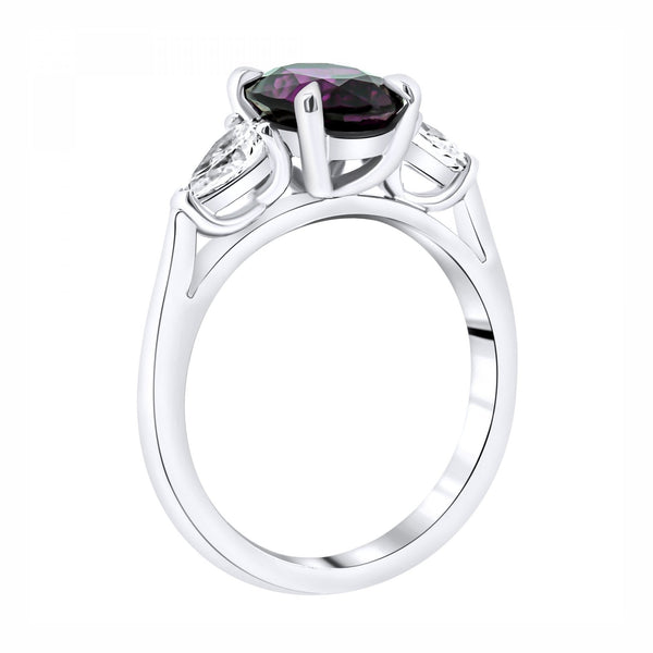 Platinum 2.52ct royal purple garnet & 0.64ct diamond ring