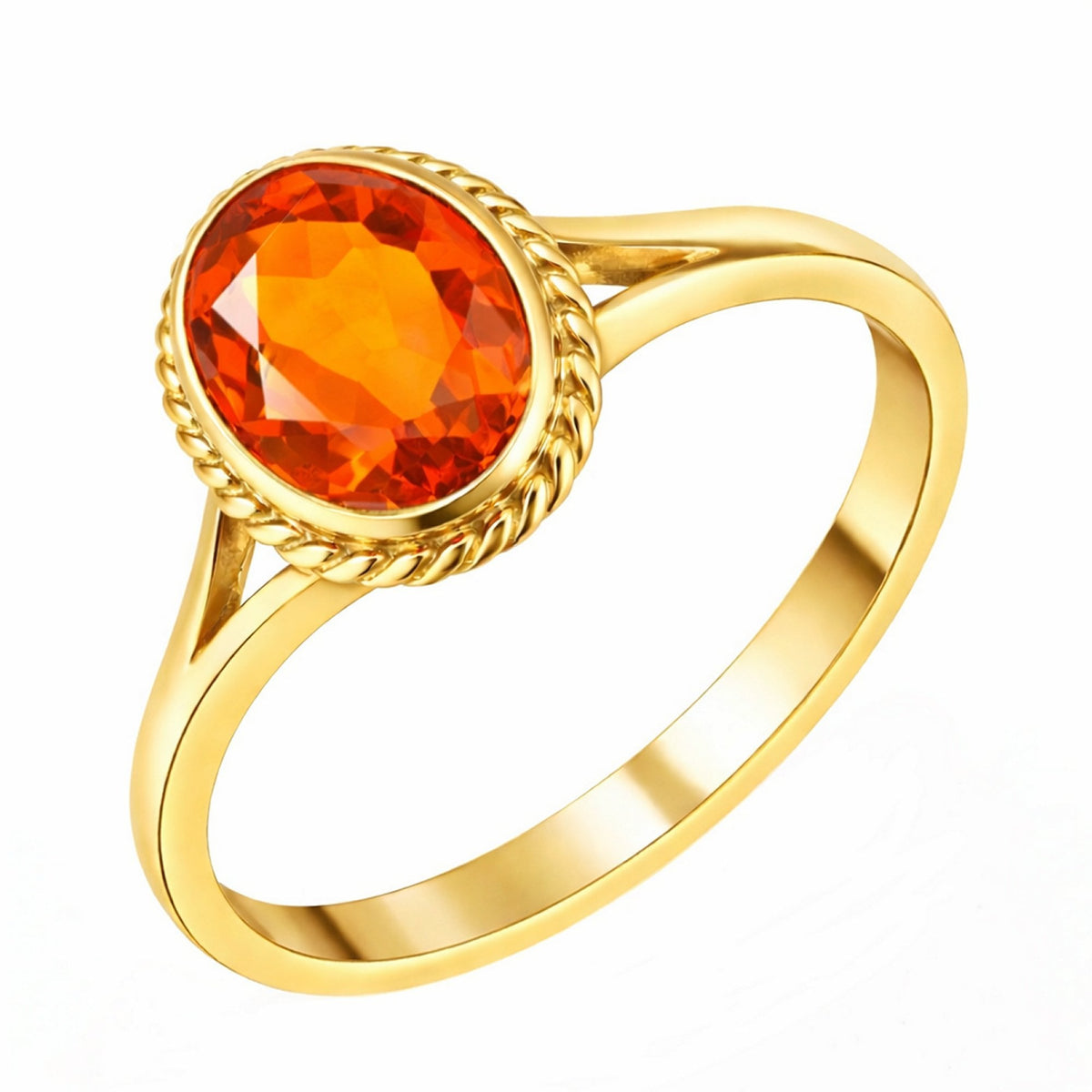 9ct yellow gold 9mm x 7mm oval fire opal ring